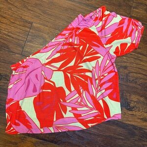 Sanctuary One Shoulder Paradise Print Tropical Blouse Pink/Red Floral Top Small